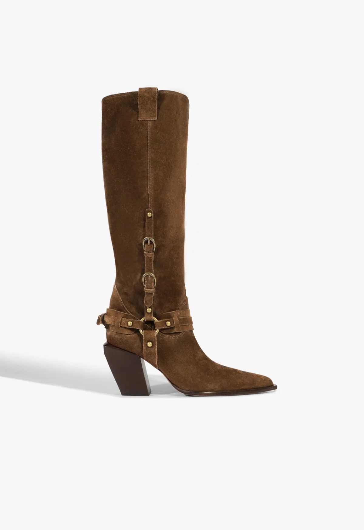 Brown Suede Boot Maine Up Buckle | SCHUTZ | Schutz (US)