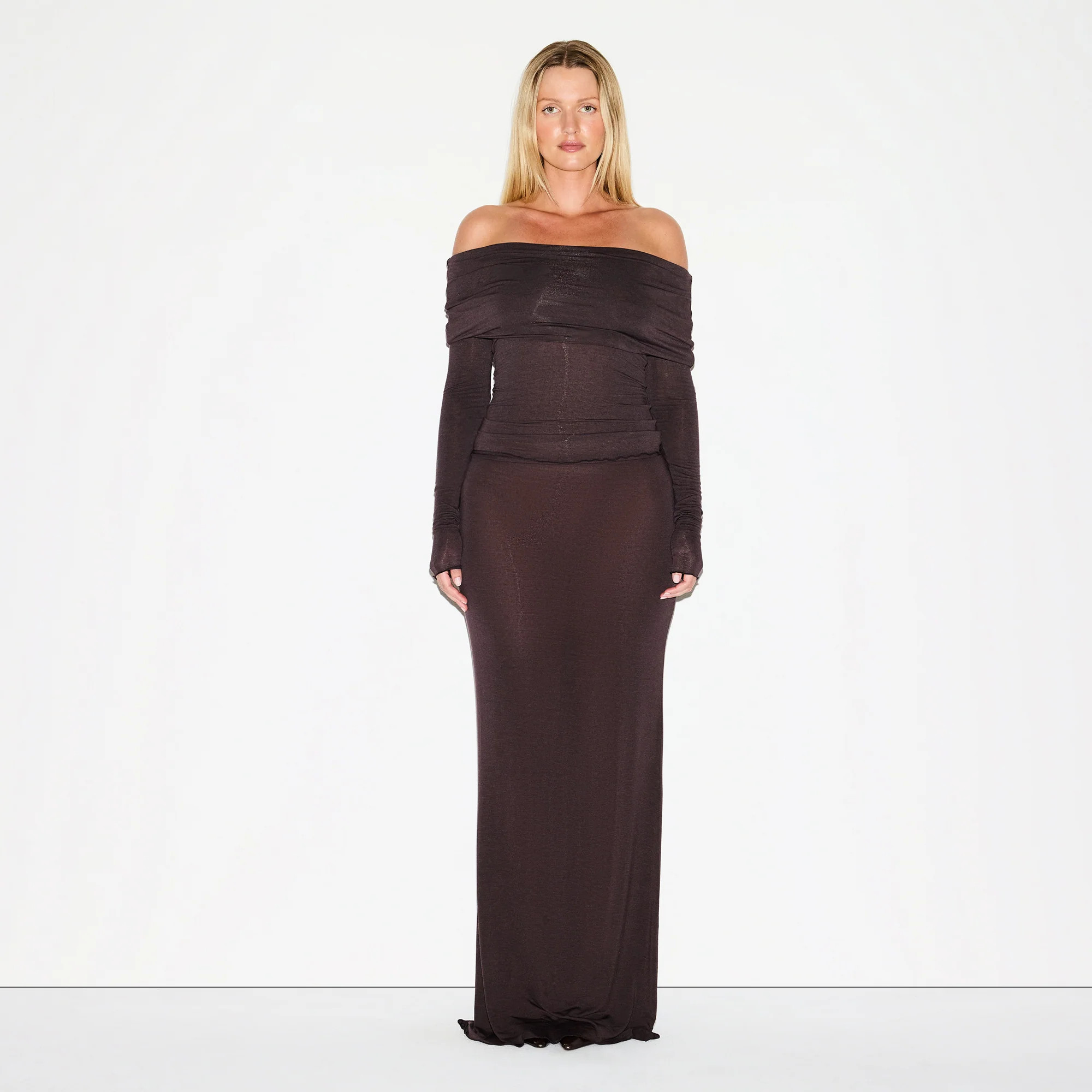 SKIMS Off The Shoulder Top | Deep Neutral | 2XS | Sheer Modal | SKIMS (US)