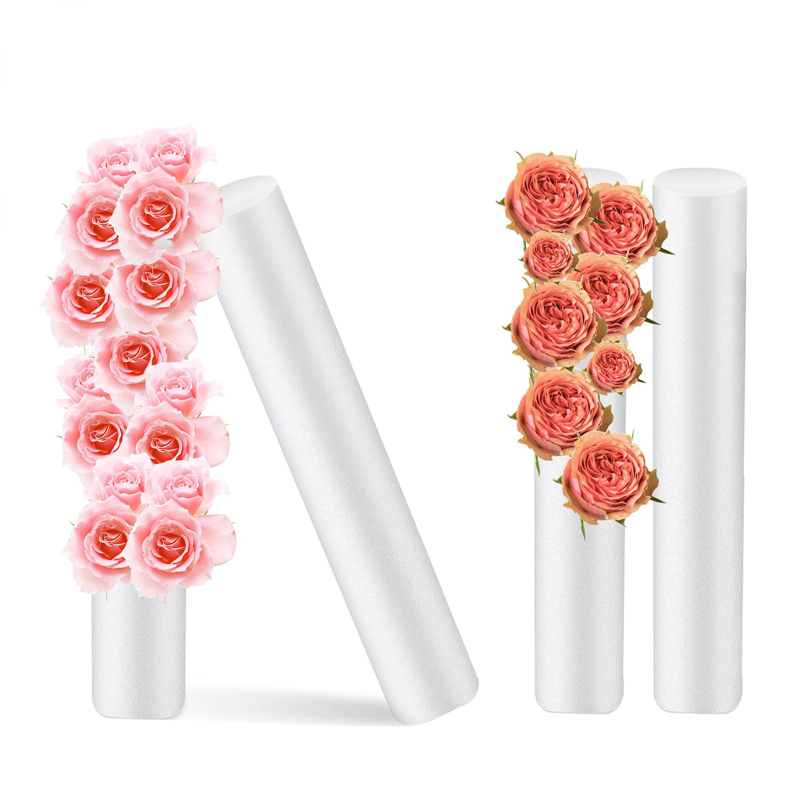 4PCS 15.7 Inch Foam Cylinders for Crafts Foam Tube White Floral Foam Round for Flower Arrangement... | Amazon (US)