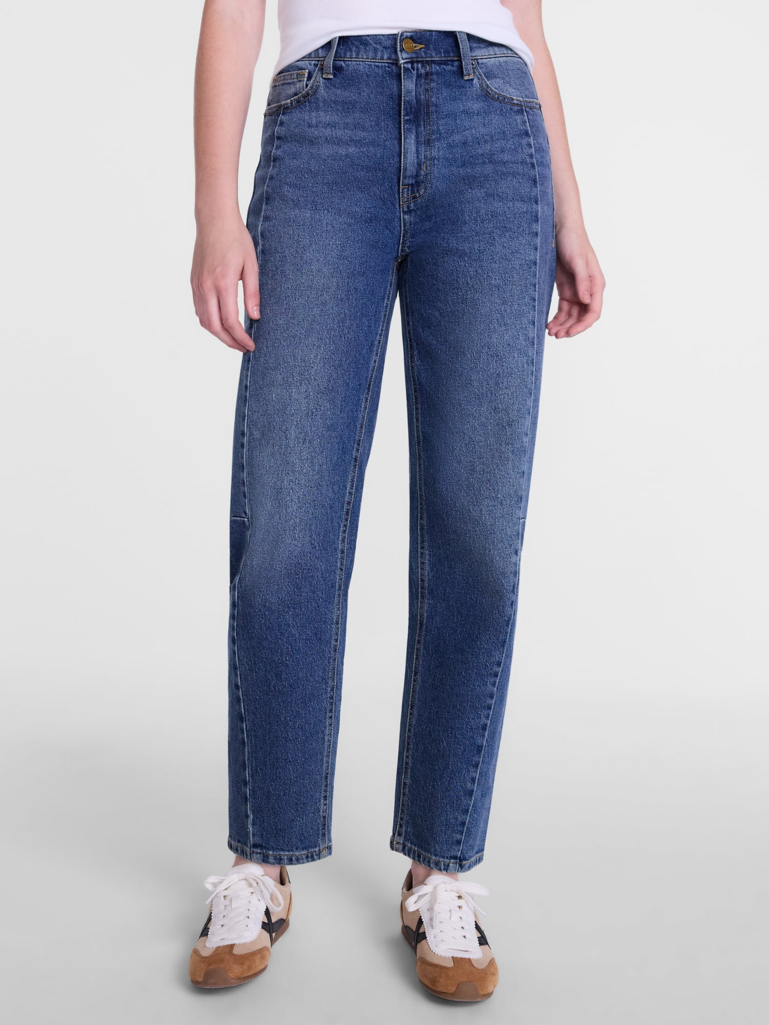 Scenario Women's and Women's Plus High Rise Barrel Jeans, 26", 28" Inseam, Sizes 0-28W | Walmart (US)
