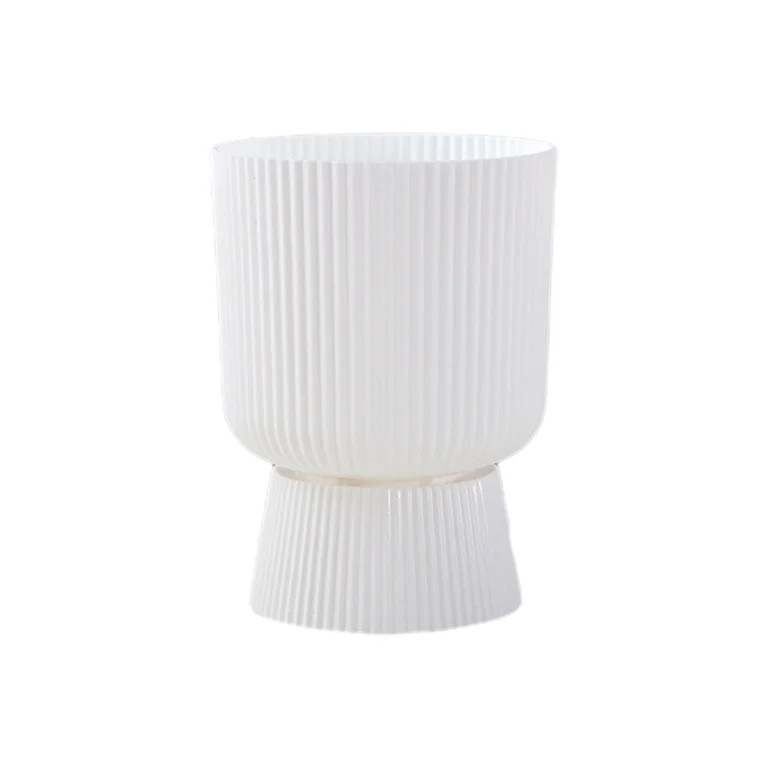 Halons Modern Plastic Flower Pot - Resin Ceramic Look Planter, High Footed Decorative Indoor Plan... | Walmart (US)