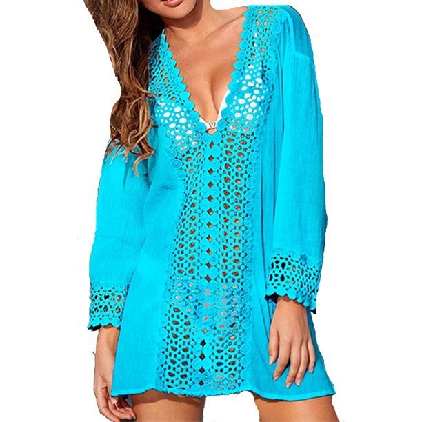 Womens Beach Wear Bikini Cover Up Blouse Plus Size Boho Swimwear Swing Sun Dress Summer - Walmart... | Walmart (US)