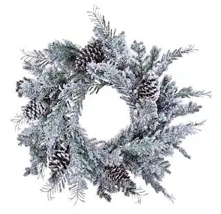 CANVAS Christmas Decoration Artificial Flocked Mixed Greenery Wreath, 24-in#151-5788-6 | Canadian Tire