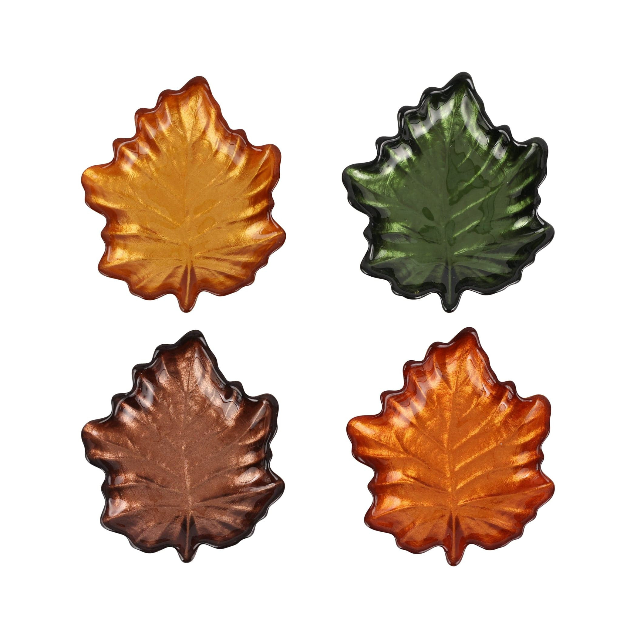 Autunno Glass Figural Leaf Canape Plates - Set of 4 | VIETRI