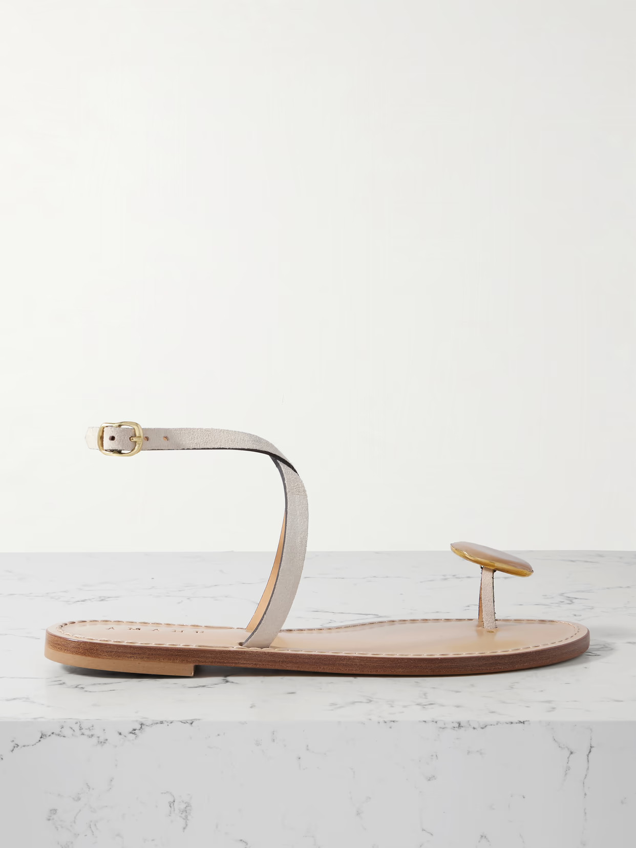 AMANU - The Kigali Embellished Suede Sandals - Neutrals | NET-A-PORTER (US)