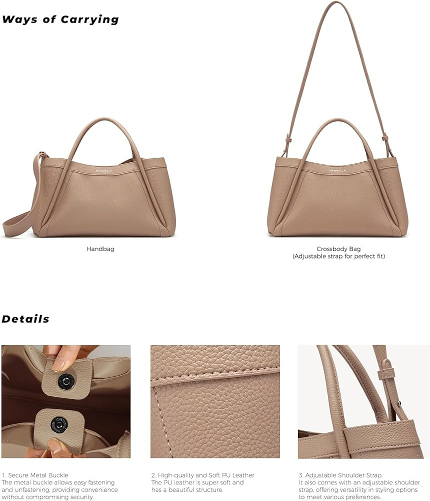 NEWBELLA Kelly Tote Bag for Women, Vegan Leather Hobo Bag with Shoulder Strap, Handbags & Crossbo... | Amazon (US)