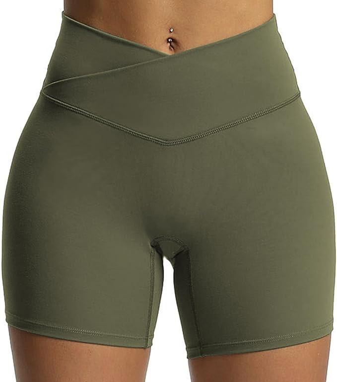Aoxjox Trinity Workout Biker Shorts for Women Cross-Waist Crossover High Waisted Tummy Control At... | Amazon (US)