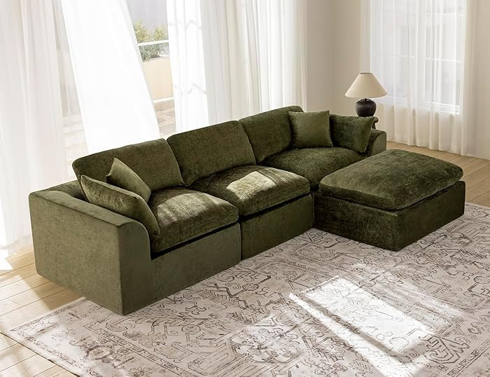115" Modular Sectional Sofa, Modern Cloud Sectional Couch with Deep Seat, L-Shape Boneless Couch ... | Amazon (US)