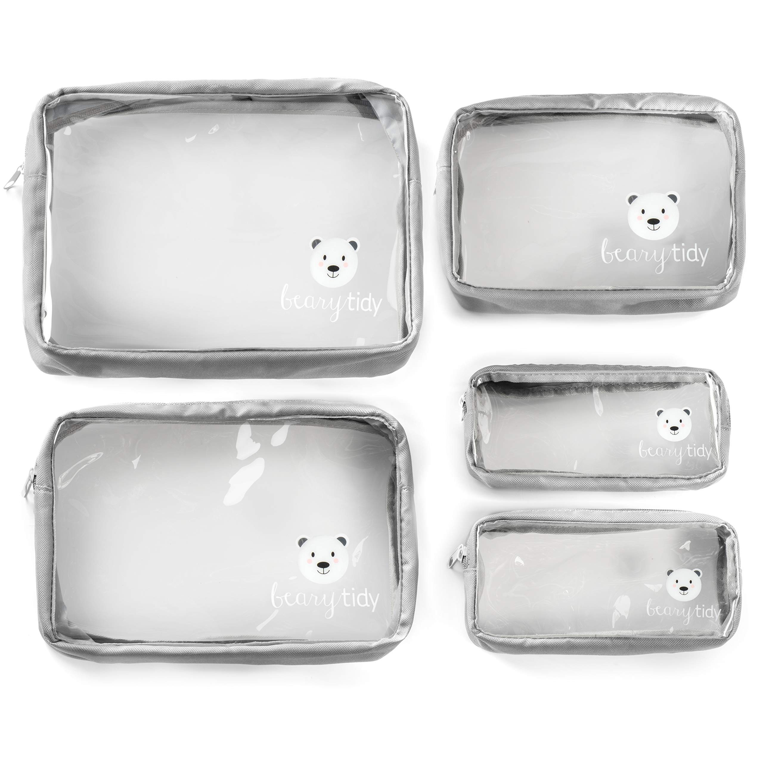 5 Piece Diaper Bag Organizer Pouch Set, Clear with Zippers and Nestable | Amazon (US)