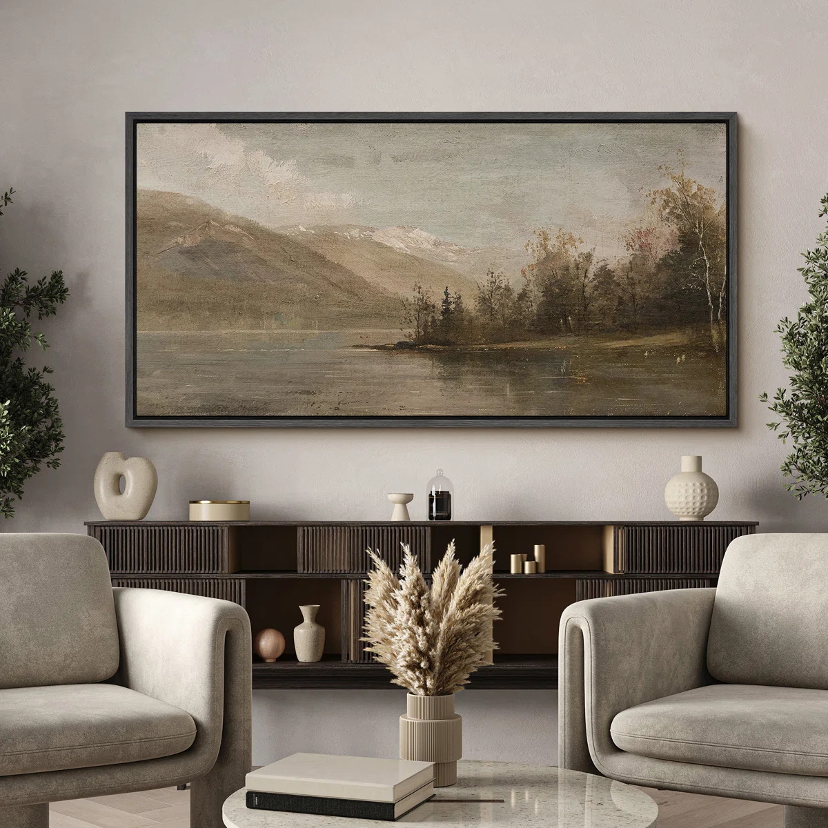 Serene Abstract Landscape Extra Large Framed Wall Art Oversized Canvas Print | Wayfair North America