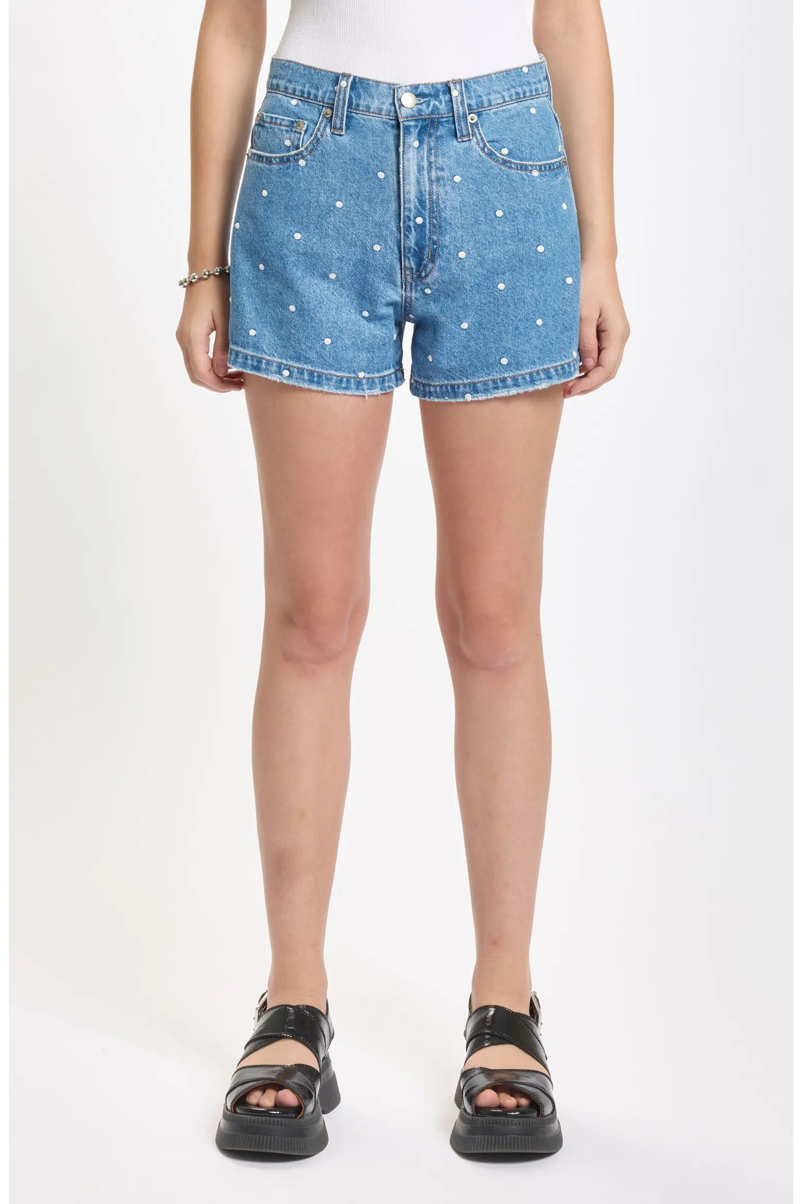 The Knockout Polka Dot High Waist Denim Shorts (Women) | Nordstrom | Nordstrom