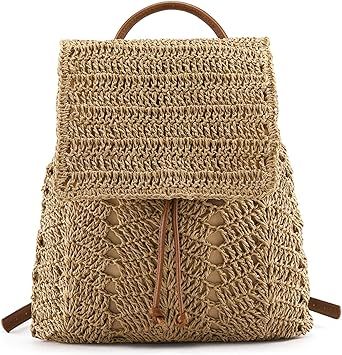 Ayliss Women Straw Beach Handbag Backpack Shoulder Handbag Summer Beach Woven Handmade Tote Purse... | Amazon (US)