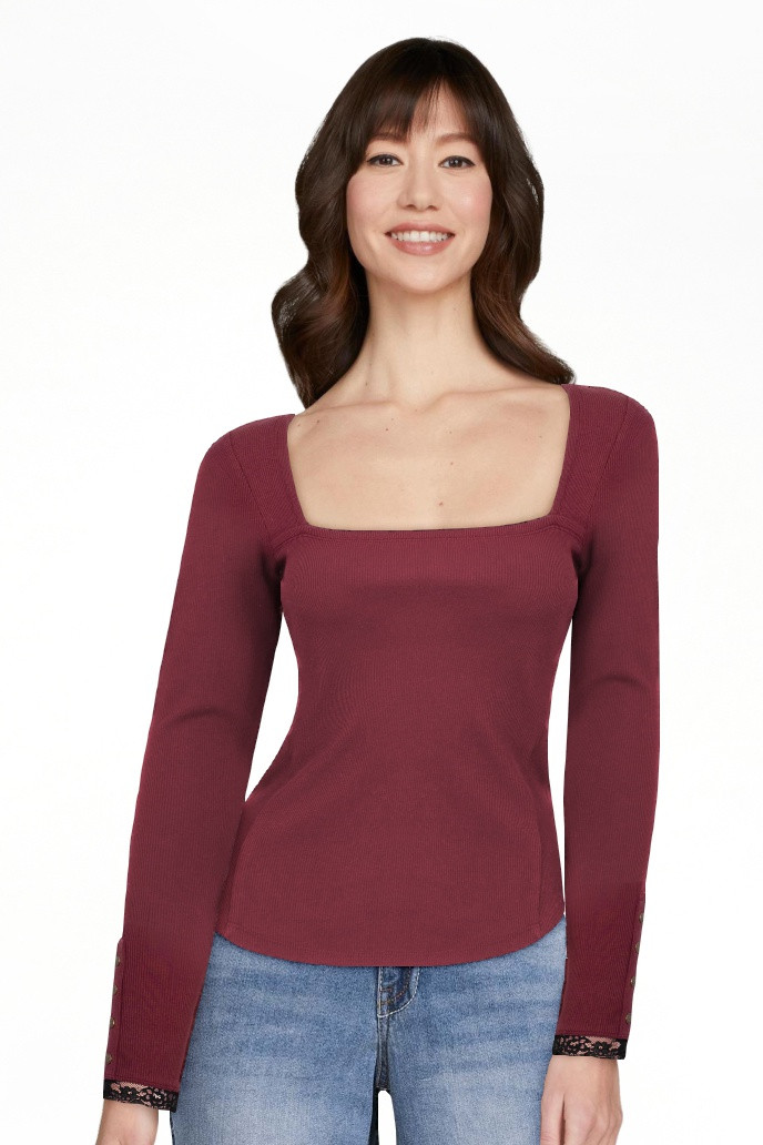 Jessica Simpson Women's and Women's Plus Aleera Ribbed Knit Top with Lace Trim, Sizes XS-4X | Walmart (US)