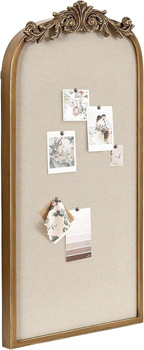 Kate and Laurel Arendahl Arch Pinboard; Gold; 13 x 25; Framed Arched Ornate Vintage Cork Board fo... | Amazon (US)