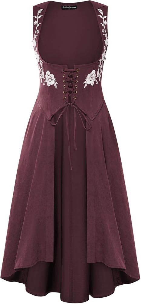 Scarlet Darkness Renaissance Hood Dress for Women Medieval Costume Underbust Pirate Dresses with ... | Amazon (US)