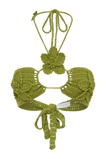 River Floral Crochet Bikini Top - Apple | MESHKI US