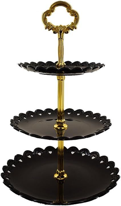 Artliving 3-Tier Plastic Cake Stand Dessert Stand Cupcake Stand Tea Party Serving Platter Black G... | Amazon (US)