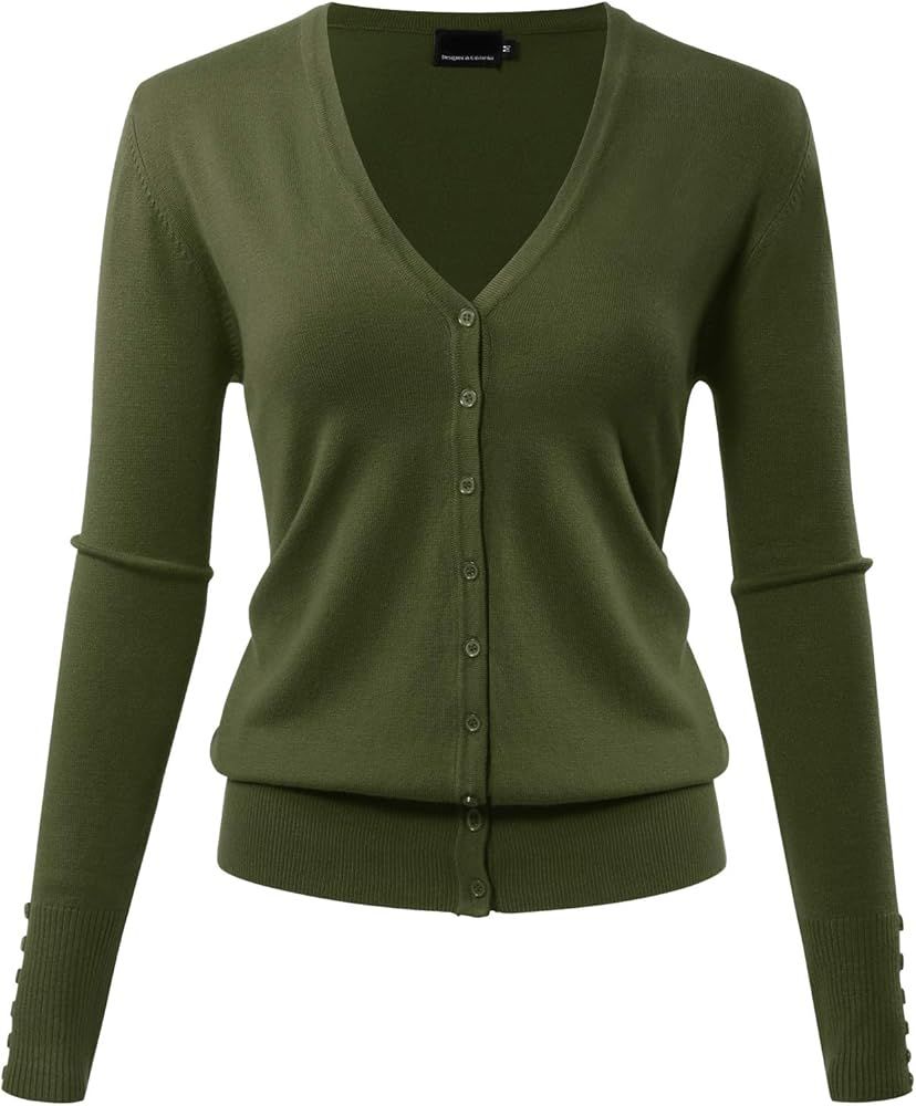 Allsense Women's Long Sleeve Lightweight Button Down Soft Solid Knit V-Neck Cardigan Sweater | Amazon (US)
