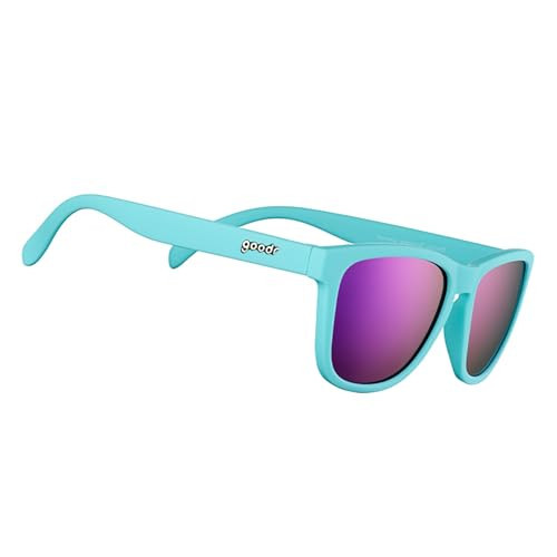 goodr Electric Dinotopia Carnival Polarized Sunglasses, Medium Sized (OG), Light Teal Solid Frames with Purple Mirrored Reflective Lens, UV400 Protection, No Slip, No Bounce | Amazon (US)
