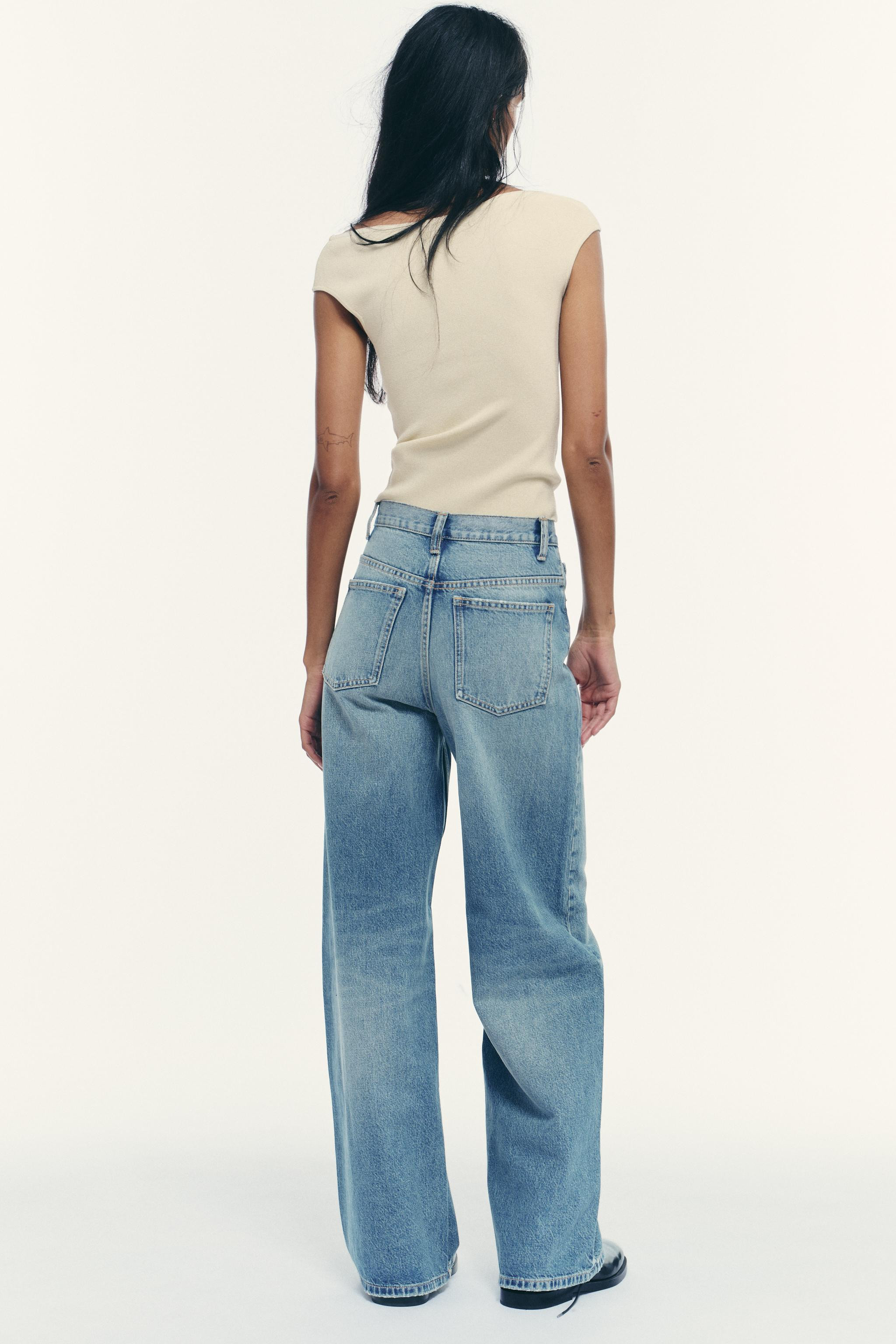 TRF HIGH WAIST CROSSOVER WAIST WIDE LEG JEANS$ 69.90 Blue Light blue Navy blue Black Anthracite g... | Zara US