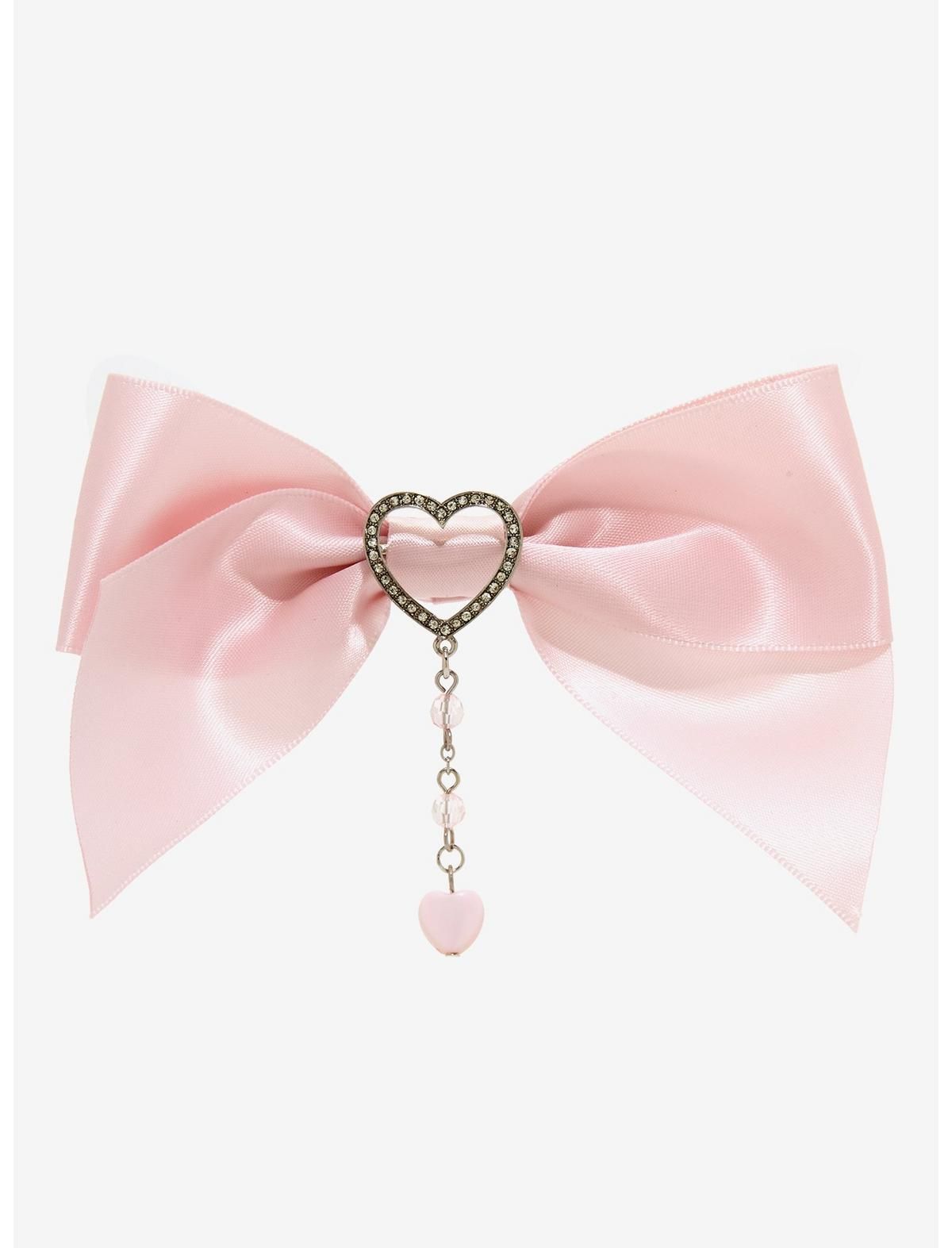 Sweet Society Pink Satin Heart Hair Bow | Hot Topic | Hot Topic