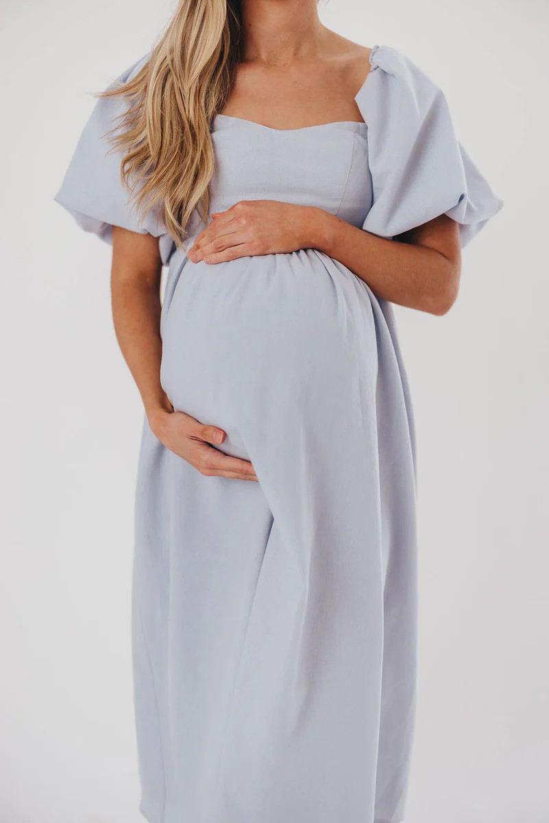 Hamilton Midi Dress in Light Blue - Bump Friendly & Inclusive Sizing ( | Worth Collective
