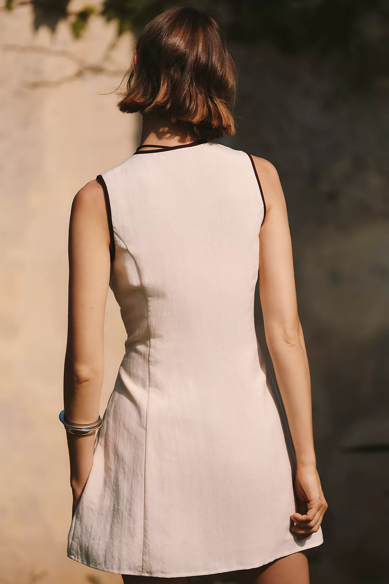 Mare Mare Linen Asymmetric Button Mini Dress | Anthropologie (US)