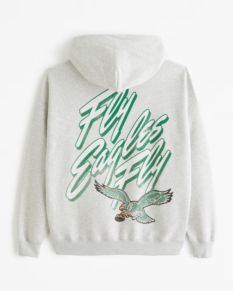 Abercrombie & Fitch Men's Philadelphia Eagles Graphic Popover Hoodie in Light Heather Grey - Size XS | Abercrombie & Fitch (US)