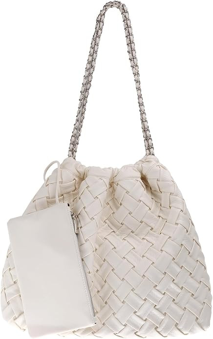 Woven Tote Bag for Women, Vegan Leather Tote Bag, Large Handbags with Purse Satchel Bag Shoulder ... | Amazon (US)