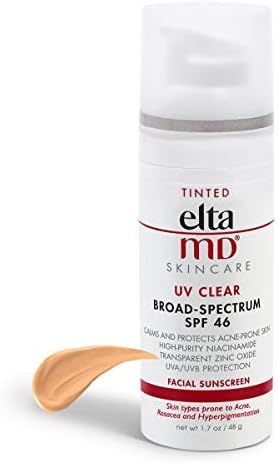 EltaMD UV Clear Tinted Face Sunscreen Broad-Spectrum SPF 46 for Sensitive or Acne-Prone Skin, Oil... | Amazon (US)