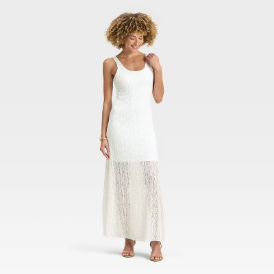 Women's Textured Knit Maxi Dress - A New Day™ White XS | Target