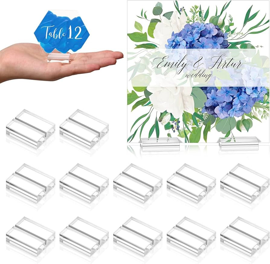 Acrylic Place Card Holders 1.2 Inch Name Card Holder Stands Clear Table Number Stands Wedding Sig... | Amazon (US)