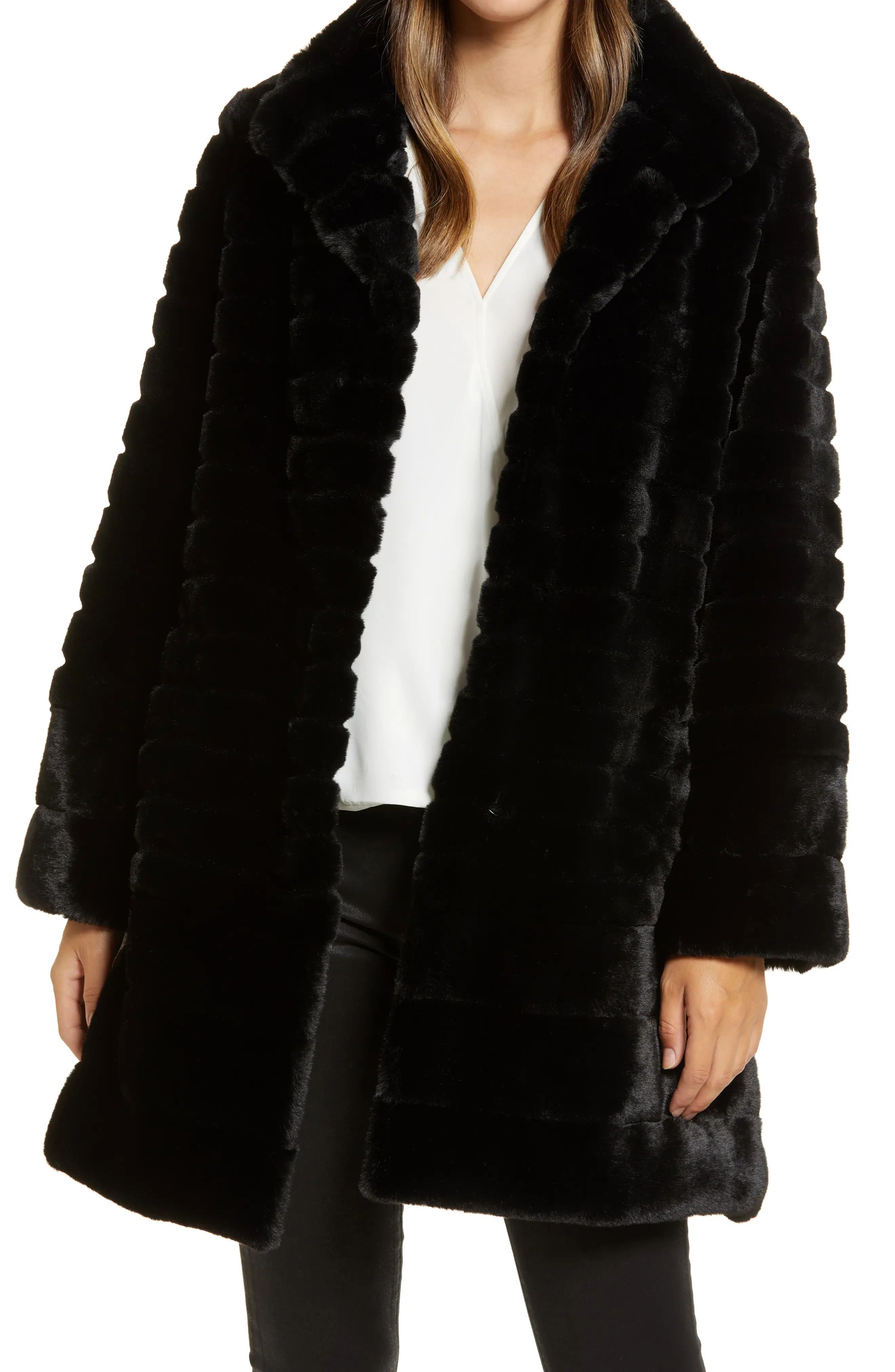 Gallery Faux Fur Coat, Size Large in Black at Nordstrom | Nordstrom