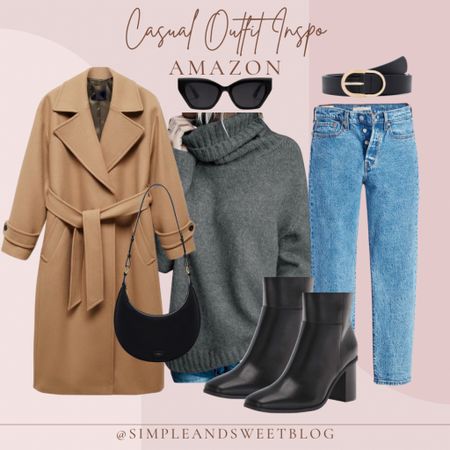 Amazon casual outfit inspo! I’m here for the layers this time of year! My favorite jeans paired with a chunky turtleneck sweater and a warm trench coat, add some black accessories and you have the perfect outfit you can wear Day to night! 

#LTKSeasonal #LTKfindsunder50 #LTKstyletip