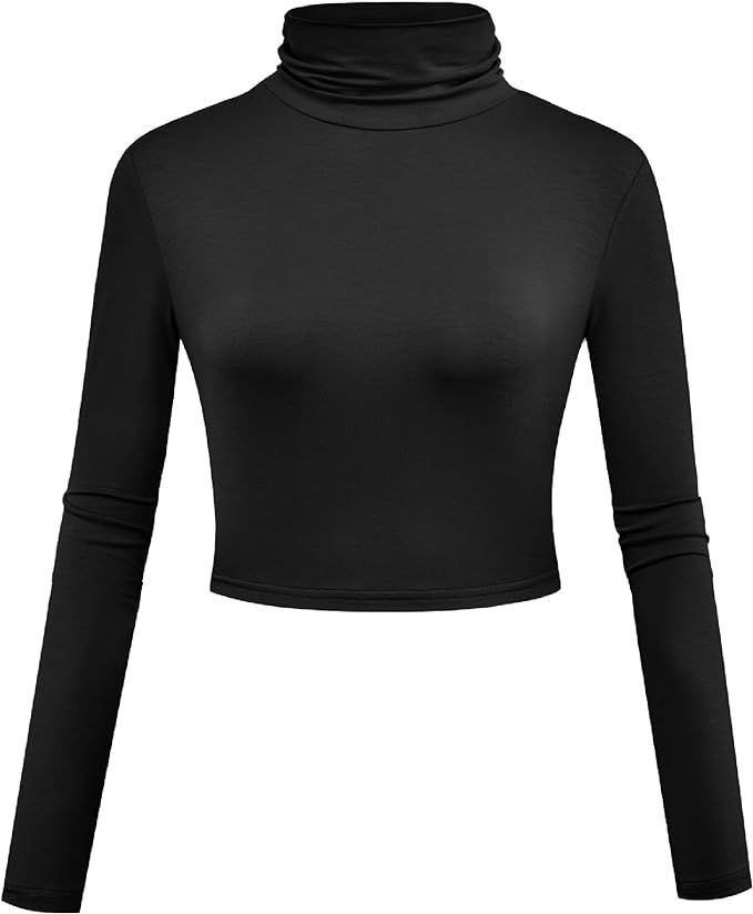 Herou Women Long Sleeve Crop Top Turtleneck Soft Lightweight Basic Slim Fit Tops       Add to Log... | Amazon (US)
