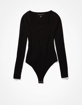 AE Long-Sleeve Square Neck Bodysuit | American Eagle Outfitters (US & CA)