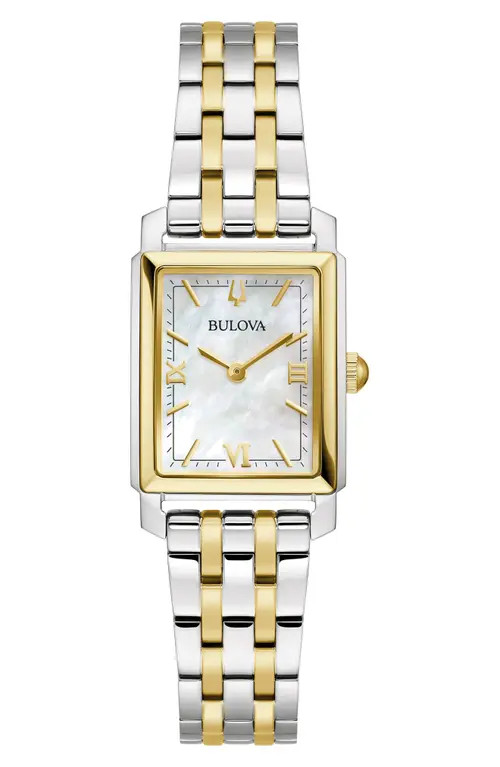 BULOVA Sutton Mother-of-Pearl Bracelet Watch, 21mm in Two-Tone at Nordstrom | Nordstrom
