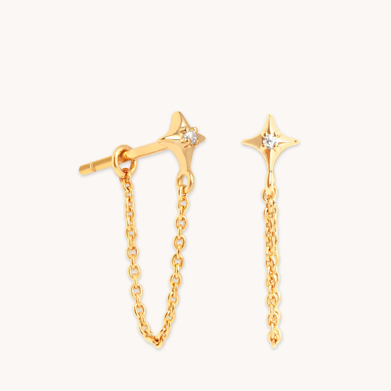 Cosmic Star Chain Stud Earrings in Gold | Astrid & Miyu UK