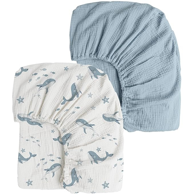 Konssy Muslin Crib Sheets 2 PCS, 100% Cotton Baby Crib Sheets for Standard Crib Mattress (28"x 52... | Amazon (US)