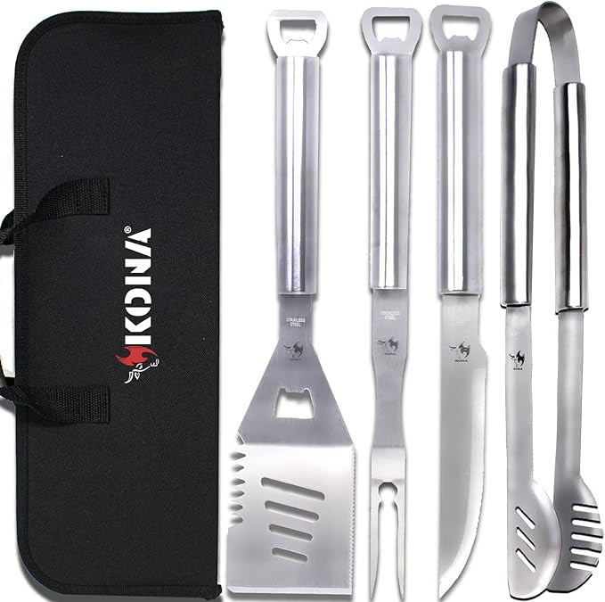 KONA BBQ Grill Tools Set with Case - 18 inches Long to Keep Hands Away from Heat, Premium Stainle... | Amazon (US)