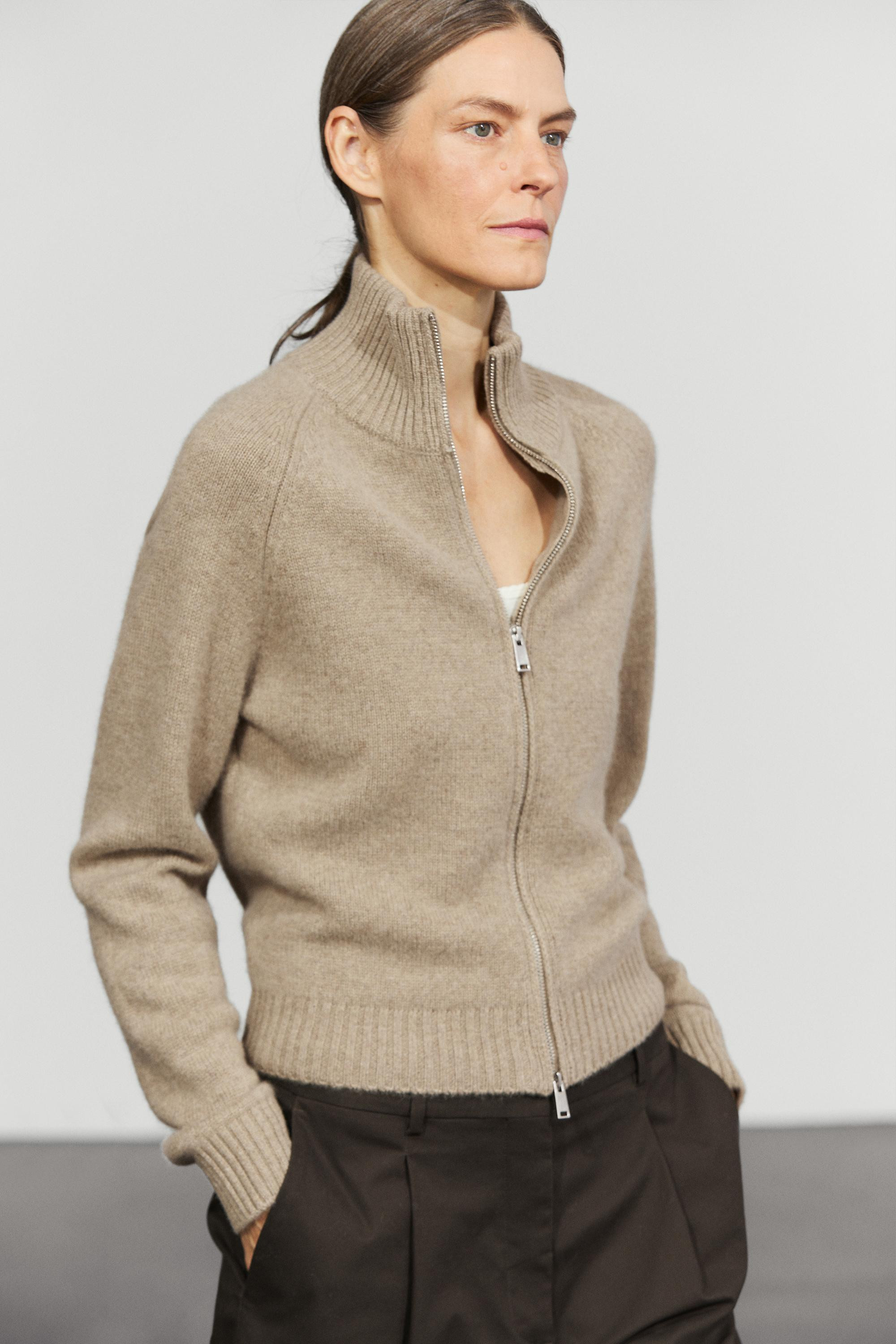 100% cashmere zip knit cardigan | Massimo Dutti UK