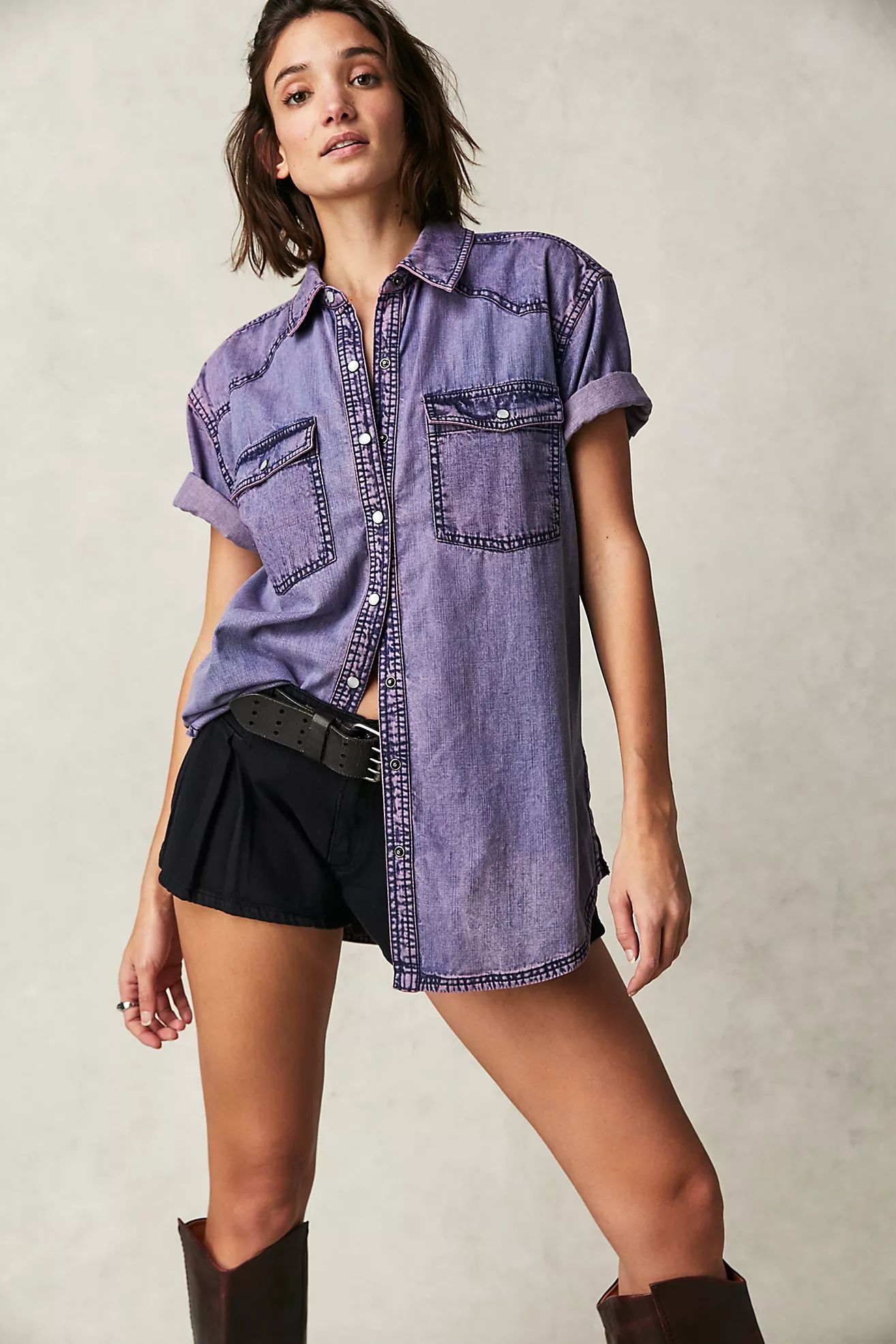 We The Free The Short Of It Denim Top | Free People (Global - UK&FR Excluded)