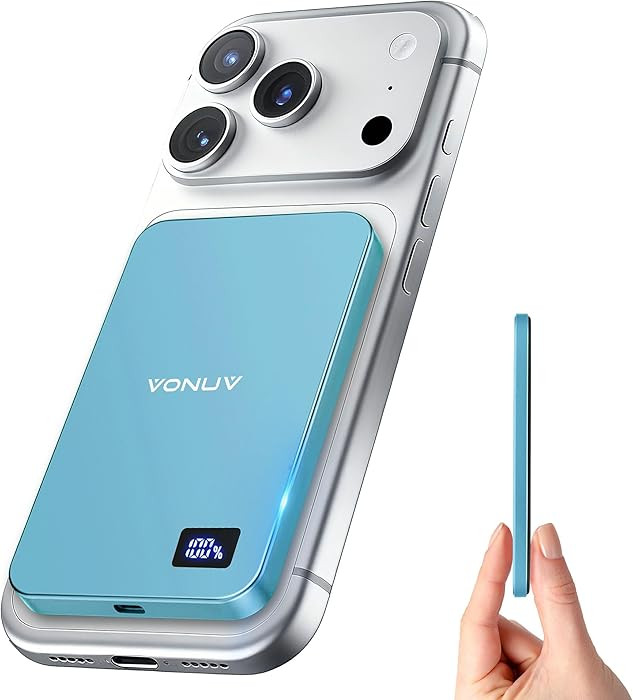 Magnetic Portable Charger 5000mAh, 15W Ultra Slim Wireless Portable Charger, Fast Charging for iP... | Amazon (US)