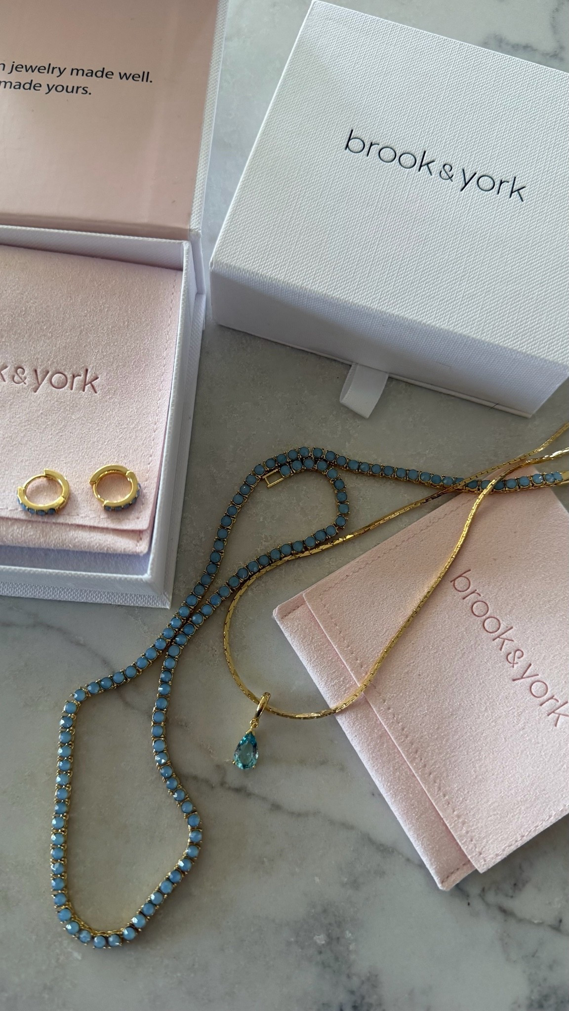 Brook & York Blue Opal Tennis Necklace & Teardrop Birthstone Pendant

#LTKootd