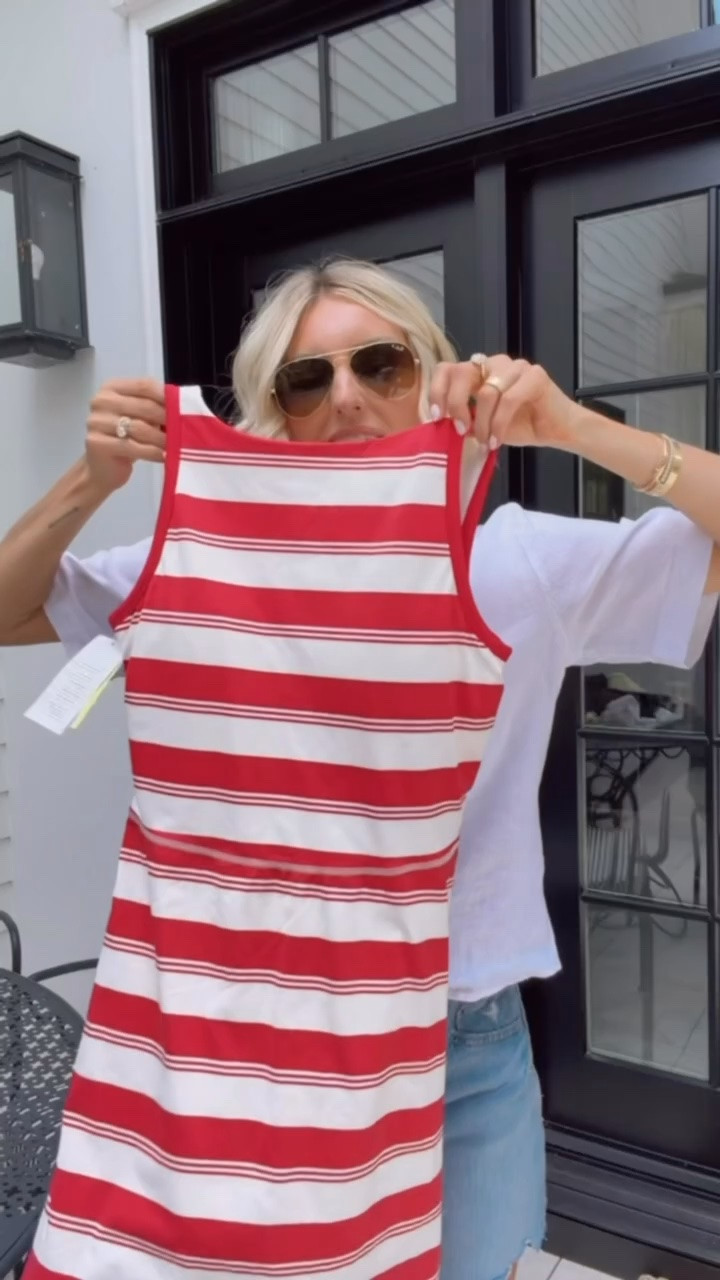 I love this striped athletic dress. It is a nice pinky red and cream stripe pattern! I am planning on styling this with a navy sweater around my shoulders to elevate it! I bought size S Loverly grey, Target athleisure dress, everyday casual outfit, all in motion dress, athletic dress affordable, women’s workout look inspo

#LTKootd #LTKSeasonal #LTKActive