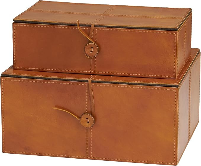 Deco 79 Leather Handmade Decorative Box Storage Decorative Keepsake Boxes with Leather Loop Closu... | Amazon (US)