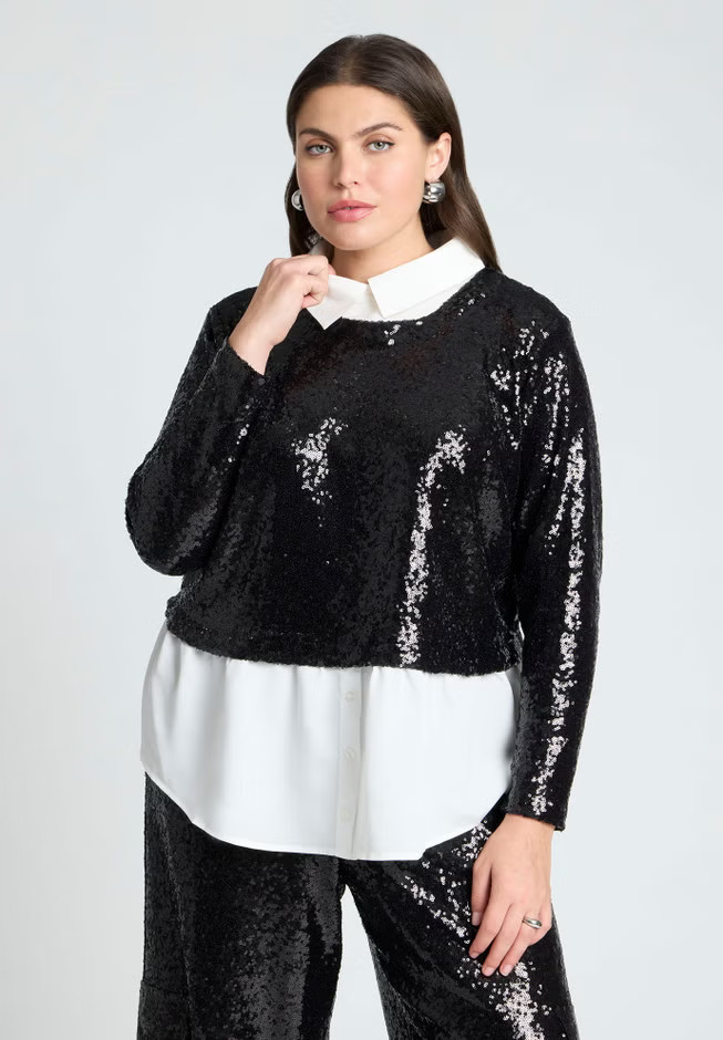 Collared Sequin Twofer | Eloquii