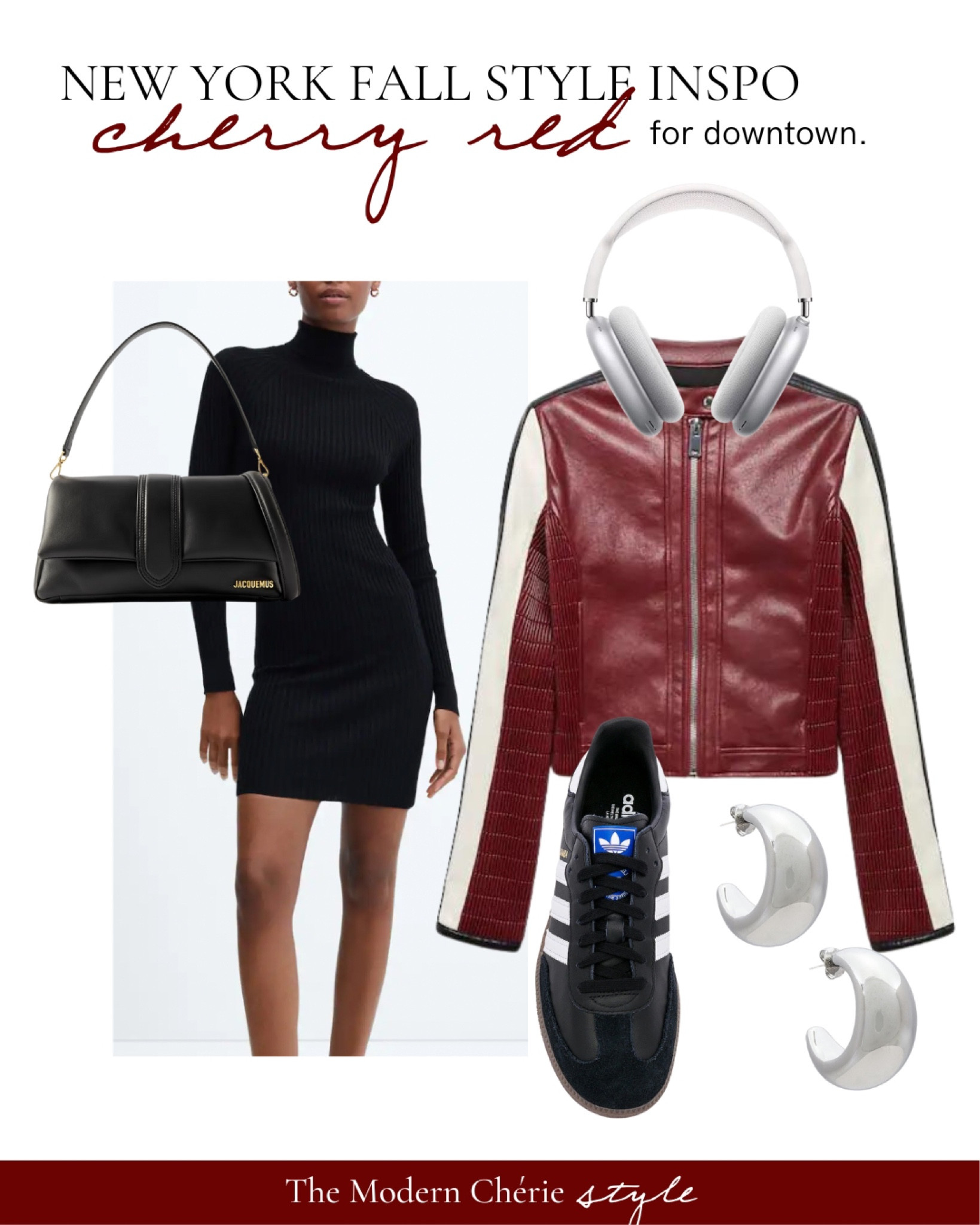 Style trend 2023 - cherry red. Fall style inspo. Downtown gal. #fallstyleinspo #nycstyle #cherryred