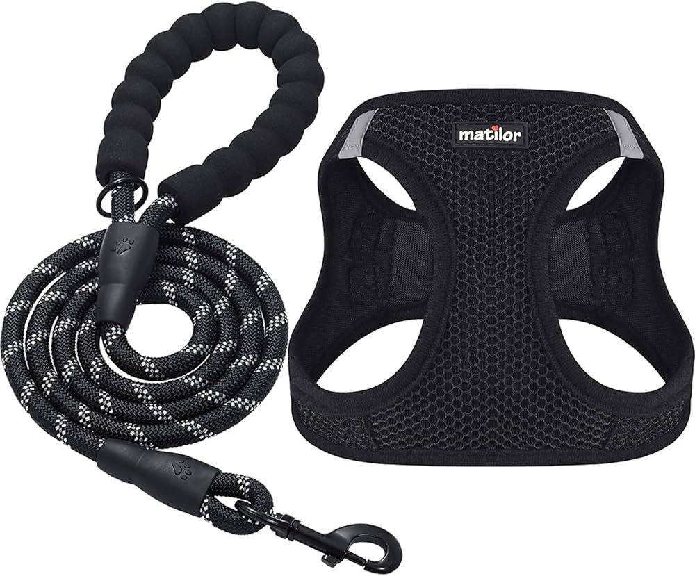 Dog Harness Step-in Breathable Puppy Cat Dog Vest Harnesses for Small Medium Dogs Black | Amazon (US)