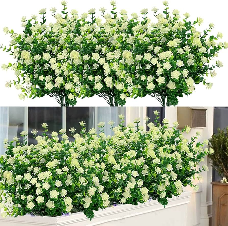 ArtBloom 6 Bundles Outdoor Artificial Flowers UV Resistant Fake Boxwood Plants, Faux Plastic for ... | Amazon (US)